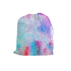Pink And Purple Galaxy Watercolor Background  Drawstring Pouches (large)  by paulaoliveiradesign