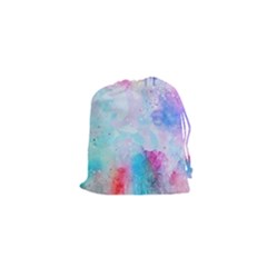 Pink And Purple Galaxy Watercolor Background  Drawstring Pouches (xs)  by paulaoliveiradesign