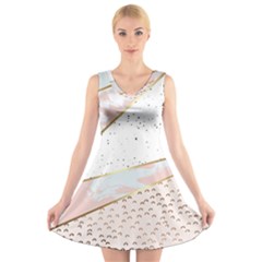 Collage,white Marble,gold,silver,black,white,hand Drawn, Modern,trendy,contemporary,pattern V-neck Sleeveless Skater Dress by NouveauDesign