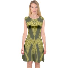 Art Nouveau Green Capsleeve Midi Dress by NouveauDesign