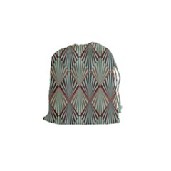 Art Deco Teal Brown Drawstring Pouches (small)  by NouveauDesign