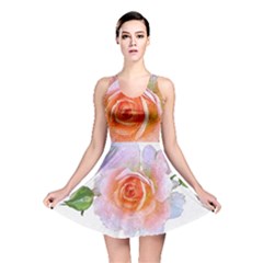 Pink Rose Flower, Floral Oil Painting Art Reversible Skater Dress by picsaspassion