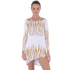 Wheat Plants Asymmetric Cut-out Shift Dress by Mariart