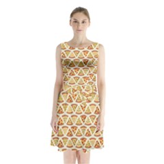 Food Pizza Bread Pasta Triangle Sleeveless Waist Tie Chiffon Dress by Mariart
