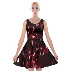 Lying Red Triangle Particles Dark Motion Velvet Skater Dress by Mariart