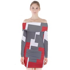 Cross Abstract Shape Line Long Sleeve Off Shoulder Dress by Celenk
