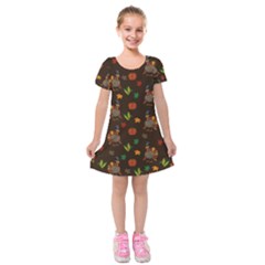 Thanksgiving Turkey  Kids  Short Sleeve Velvet Dress by Valentinaart