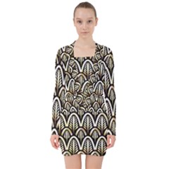 Art Deco V-neck Bodycon Long Sleeve Dress by NouveauDesign