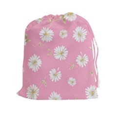 Pink Flowers Drawstring Pouches (xxl) by NouveauDesign