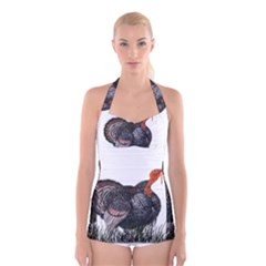 Thanksgiving Turkey Boyleg Halter Swimsuit  by Valentinaart