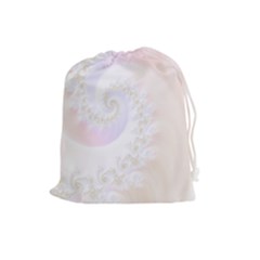 Mother Of Pearls Luxurious Fractal Spiral Necklace Drawstring Pouches (large)  by jayaprime