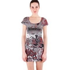Graffiti Short Sleeve Bodycon Dress by ValentinaDesign