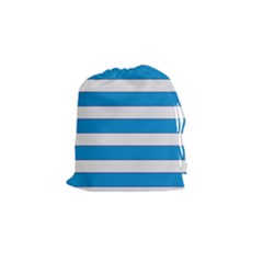 Blue And White Lines Drawstring Pouches (small)  by berwies