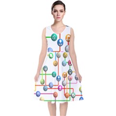 Icon Media Social Network V-neck Midi Sleeveless Dress  by Celenk