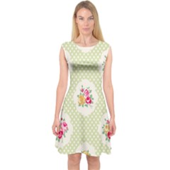 Green Shabby Chic Capsleeve Midi Dress by NouveauDesign