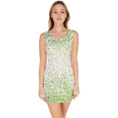 Green Square Background Color Mosaic Bodycon Dress by Celenk