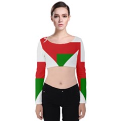 Heart Love Affection Oman Velvet Long Sleeve Crop Top by Celenk