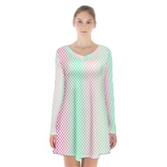 Pattern Long Sleeve Velvet V-neck Dress by gasi