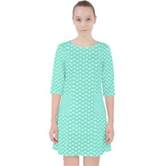 Tiffany Aqua Blue With White Lipstick Kisses Pocket Dress by PodArtist