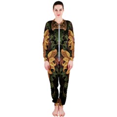 Beautiful Filigree Oxidized Copper Fractal Orchid Onepiece Jumpsuit (ladies)  by jayaprime
