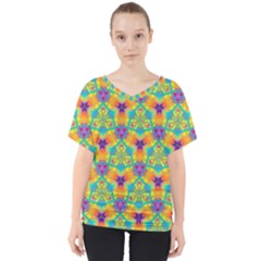 Pattern V-neck Dolman Drape Top by gasi