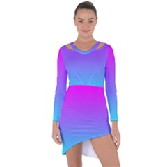 Pattern Asymmetric Cut-out Shift Dress by gasi