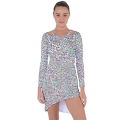 Pattern Asymmetric Cut-out Shift Dress by gasi