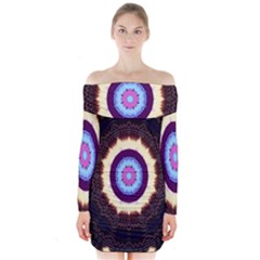 Mandala Art Design Pattern Long Sleeve Off Shoulder Dress by Celenk