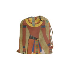 Egyptian Tutunkhamun Pharaoh Design Drawstring Pouches (medium)  by Celenk