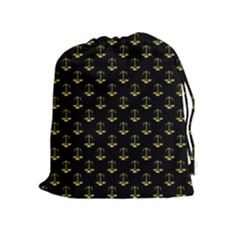 Gold Scales Of Justice On Black Repeat Pattern All Over Print  Drawstring Pouches (extra Large) by PodArtist