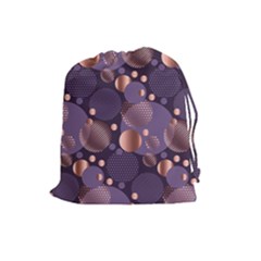 Random Polka Dots, Fun, Colorful, Pattern,xmas,happy,joy,modern,trendy,beautiful,pink,purple,metallic,glam, Drawstring Pouches (large)  by NouveauDesign
