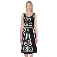 Alphabet Calligraphy Font A Letter Midi Sleeveless Dress by Celenk