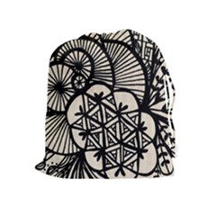 Background Abstract Beige Black Drawstring Pouches (extra Large) by Celenk