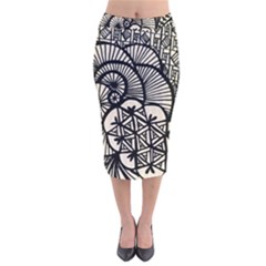 Background Abstract Beige Black Velvet Midi Pencil Skirt by Celenk