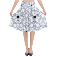 Pattern Zentangle Handdrawn Design Flared Midi Skirt by Celenk