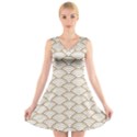 art deco,japanese fan pattern, gold,white,vintage,chic,elegant,beautiful,shell pattern, modern,trendy V-Neck Sleeveless Skater Dress View1