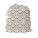 art deco,japanese fan pattern, gold,white,vintage,chic,elegant,beautiful,shell pattern, modern,trendy Drawstring Pouches (XXL) View2