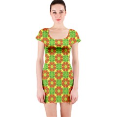 Pattern Texture Christmas Colors Short Sleeve Bodycon Dress by Celenk