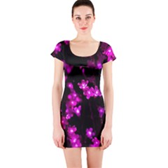 Abstract Background Purple Bright Short Sleeve Bodycon Dress by Celenk