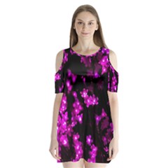Abstract Background Purple Bright Shoulder Cutout Velvet One Piece by Celenk