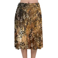 Star Sky Graphic Night Background Velvet Flared Midi Skirt by Celenk