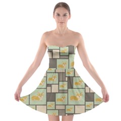 Quirky Corgi Kraft Present Gift Wrap Wrapping Paper Strapless Bra Top Dress by Celenk