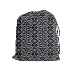 Black And White Ethnic Pattern Drawstring Pouches (extra Large) by dflcprints