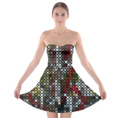 Christmas Cross Stitch Background Strapless Bra Top Dress by Celenk
