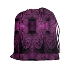 Fractal Magenta Pattern Geometry Drawstring Pouches (xxl) by Celenk