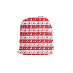 Knitted Red White Reindeers Drawstring Pouches (medium)  by patternstudio