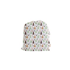 Reindeer Christmas Tree Jungle Art Drawstring Pouches (xs)  by patternstudio