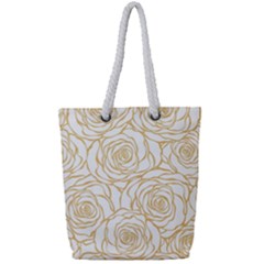 Yellow Peonies Full Print Rope Handle Tote (small) by NouveauDesign