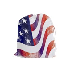 Usa Flag America American Drawstring Pouches (large)  by Celenk