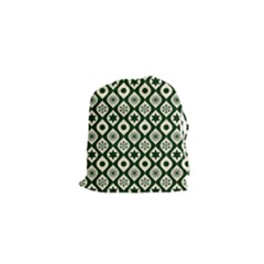 Green Ornate Christmas Pattern Drawstring Pouches (xs)  by patternstudio